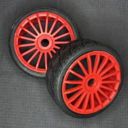 Tyre 180mm Asphalt RM + Wheel Red 17 Spoke LE