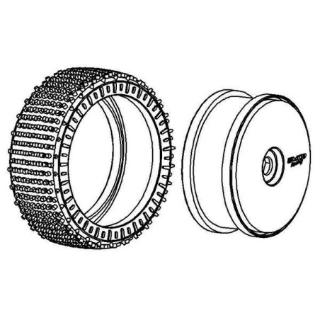 Tyre 180mm Micro Stud V2 BS LW + Wheel Black